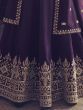 Awesome Purple Embroidered Silk Ready-Made Gown With Dupatta