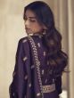 Awesome Purple Embroidered Silk Ready-Made Gown With Dupatta