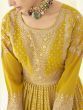 Fascinating Yellow Embroidered Georgette Traditional Palazzo Suit