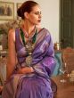 Captivating Purple Woven Silk Festival Wear Saree With Blouse