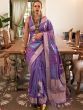Captivating Purple Woven Silk Festival Wear Saree With Blouse