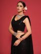 Adorable Black Sequined Georgette Party Wear Saree