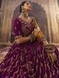 Amazing Purple Embroidered Viscose Silk Wedding Wear Lehenga Choli  