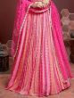 Wonderful Pink Embroidered Chinon Silk Wedding Wear Lehenga Choli