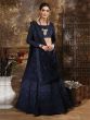 Lovely Navy Blue Embroidered Georgette Wedding Wear Lehenga Choli