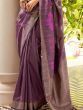 Attractive Wine Zari Weaving Silk Event Wear Saree With Blouse 