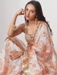 Stunning White Floral Print Organza Party Wear Saree With Blouse