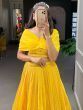 Stunning Yellow Sequins Georgette Reception Wear Crop Top Lehenga