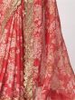 Gorgeous Red Floral Print Organza Wedding Wear Saree With Blouse