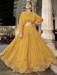 Attractive Yellow Embroidered Georgette Crop Top Lehenga