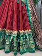 Exquisite Red Foil Print Silk Festive Wear Lehenga Choli With Dupatta