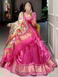 Lovely Pink Gaji Silk Wedding Lehenga Choli With Bandhani Dupatta