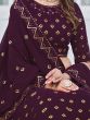 Purple Sequins Georgette Wedding Wear Lehenga Choli
