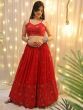 Glamorous Red Sequins Georgette Wedding Wear Lehenga Choli