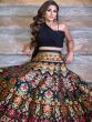 Pretty Black Zari Weaving Banarasi Silk Indo-Western Crop Top Lehenga