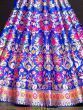 Beautiful Blue Zari Weaving Banarasi Silk Party Wear Crop Top Lehenga