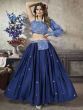 Imperial Blue Sequins Work Silk Ready-Made Crop Top Lehenga Choli