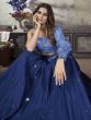 Imperial Blue Sequins Work Silk Ready-Made Crop Top Lehenga Choli