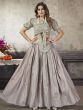 Gorgeous Beige Sequins Work Silk Ready-Made Crop Top Lehenga Choli
