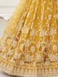 Fascinating Yellow Embroidered Net Haldi Wear Lehenga Choli
