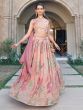 Fabulous Pink Printed Georgette Wedding Wear Lehenga Choli