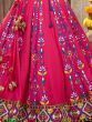 Attractive Deep Pink Gamthi Work Rayon Navratri Lehenga Choli 