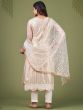 Alluring White And Cream Sequins Embroidered Net Salwar Suit
