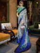 Attractive Off White Printed Satin Festival Wear Saree With Blouse