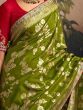 Entrancing Green Zari Woven Silk Traditional Saree With Blouse