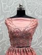 Stunning Light Pink Dori Work Net Engagement Wear Lehenga Choli