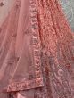 Stunning Light Pink Dori Work Net Engagement Wear Lehenga Choli
