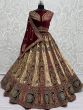 Fancified Brown Embroidered Velvet Lehenga Choli With Double Dupatta