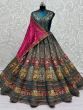 Attractive Royal Blue Embroidered Velvet Lehenga Choli With Double Dupatta