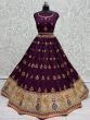 Glamorous Purple Sequins Silk Lehenga Choli With Bandhani Dupatta