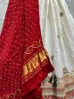 Astonishing White Thread-Work Silk Lehenga Choli With Dupatta