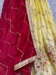 Charming Yellow Thread-Work Silk Haldi Wear Lehenga Choli