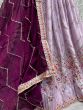 Enchanting Lavender Thread-Work Silk Sangeet Wear Lehenga Choli