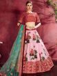 Rose-Pink Floral Print Banglori Silk Wedding Wear Lehenga Choli 