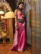 Lovely Pink Zari Weaving Organza Wedding Wear Saree