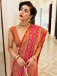 Exquisite Pink Woven Silk Festive Wear Saree With Blouse
