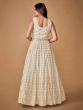 Captivating White Heavy Embroidery Georgette Ready-Made Gown
