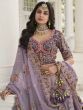 Captivating Lavender Embroidered Silk Wedding Wear Lehenga Choli