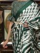 Precious Green Printed Satin Festival Wear Saree With Blouse