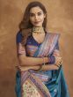 Captivating Blue Woven Silk Reception Wear Saree With Blouse
