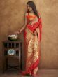 Tantalizing Red Woven Silk Engagement Wear Saree With Blouse
