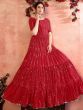 Prominent Red Sequins Georgette Party Wear Anarkali Gown