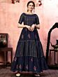 
Alluring Navy Blue Embroidered Silk Party Wear Long Gown
