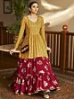 Magnificent Yellow Metalic Foil Work Georgette Party Wear Anarkali Gown