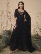 Outstanding Navy Blue Sequins Georgette Ready-Made Palazzo Suit