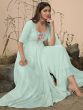 Excellent Sky Blue Sequins Georgette Ready-Made Palazzo Suit
